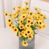 CURATED CART Artificial Sunflowers, 30cm Stem, Set of 2 Yellow Silk Flowers for Home, Wedding, Party Decoration, Indoor Outdoor Floral Arrangement (No Vase)