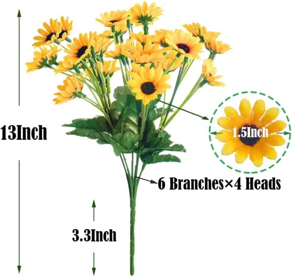 CURATED CART Artificial Sunflowers, 30cm Stem, Set of 2 Yellow Silk Flowers for Home, Wedding, Party Decoration, Indoor Outdoor Floral Arrangement (No Vase)