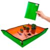 Casa De Amor Gardening Mat 75x100 cm | Waterproof & Foldable HDPE Mat with Snap Buttons | for Soil Mixing, DIY & Plant Care | Green-Orange (Pack of 1)