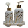 Ceramic Bathroom Accessories Set 3-Piece Modern Bath Set with Liquid Ceramic Bathroom Accessories Set 3-Piece Modern Bath Set with Liquid Soap Dispenser, Toothbrush Holder Tray Luxury Home Gift, White (11095)