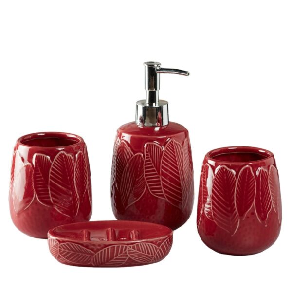 Ceramic Bathroom Accessories Set of 4, Modern Bath Set with Liquid handwash Soap Dispenser and Toothbrush Holder, Luxury Gift Accessory for Home (9886)