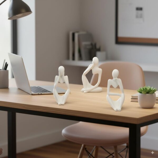 Ceramic-Thinker-Statue-5In-Set-of-3-Abstract-Men-Figurine-Showpiece-Modern-Sculpture-Home-Decor-for-Living-Room-Bedroom-Bookshelf-Office-Table-Housewarming-Birthday-Gift-White.jpg Ceramic Thinker Statue 5In -Set of 3 | Abstract Men Figurine Showpiece Modern Sculpture | Home Decor for Living Room Bedroom Bookshelf Office Table | Housewarming Birthday Gift (White)