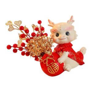 Chinese New Year Dragon Figurine Pot Ornament Adorable for Wall Shelf Decor