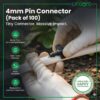 Cinagro 4mm Pin Connector for Drip Irrigation, Leak-Proof Plastic Pipe Connectors, UV Resistant, Durable & Reusable Garden Watering Accessories, Drip Irrigation Accessories, Pack of 100