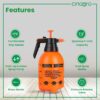 Cinagro Pressure Spray Pump (Orange 2 L), Gardening Water Pump Sprayer, Plant Water Sprayer for Home Garden, Spray Bottles for Garden Plants and Lawn, Plant Watering Can