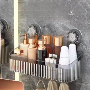 Cisily Clear Shower Caddy with Suction Cups, 30cm x 10.8cm Cisily Clear Shower Caddy with Suction Cups, 30cm x 10.8cm x 22cm, Wall Mounted Bathroom Storage Shelf rack