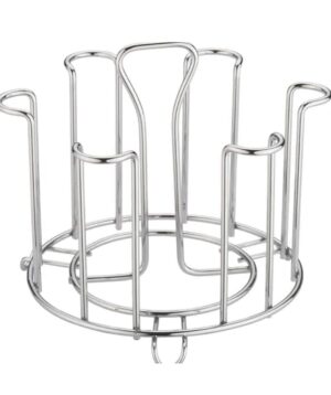 Clazkit Stainless Steel Glass Holder for 6 Glasses, Glass Stand Steel for Dining Table/Kitchen, Tumbler Holder, Pull-Out Countertop Shelves Heavy Duty - SILVER