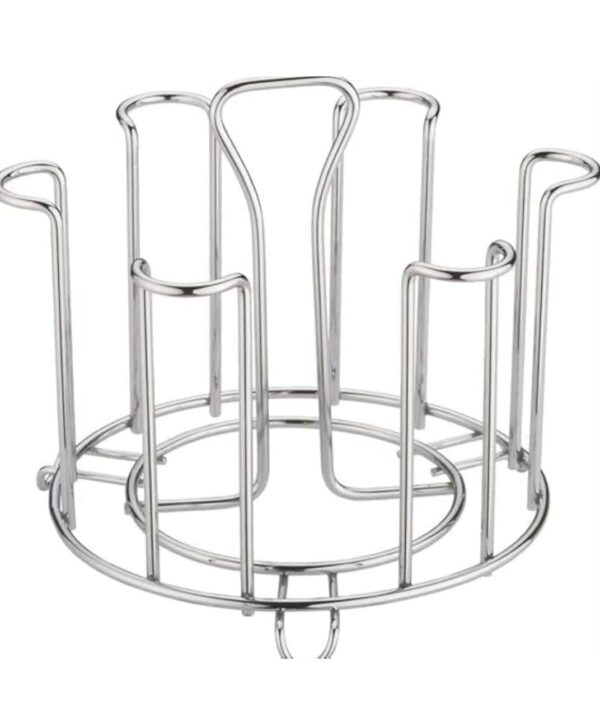 Clazkit Stainless Steel Glass Holder for 6 Glasses, Glass Stand Steel for Dining Table/Kitchen, Tumbler Holder, Pull-Out Countertop Shelves Heavy Duty - SILVER