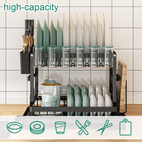 Cloyster-Dish-Drying-Rack-with-Drainboard-Carbon-Steel-Dish-Rack-for-Kitchen-Counter-Detachable-Dish-Drainer-Organizer-Shelf-with-Utensil-HolderCup-Holder-CL-05.jpg Cloyster Dish Drying Rack with Drainboard, Carbon Steel Dish Rack for Kitchen Counter, Detachable Dish Drainer Organizer Shelf with Utensil Holder,Cup Holder (CL-05)