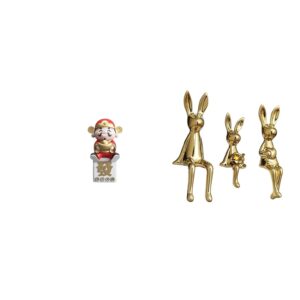 Club Bollywood®Fortune Bunny Family Statue Figurine Sculpture for New Year Club Bollywood®Fortune Bunny Family Statue Figurine Sculpture for New Year Desk Display Table Centerpiece Ornament Cabinet Bookshelf Decor|Home & Garden|Home Décor|Figurines