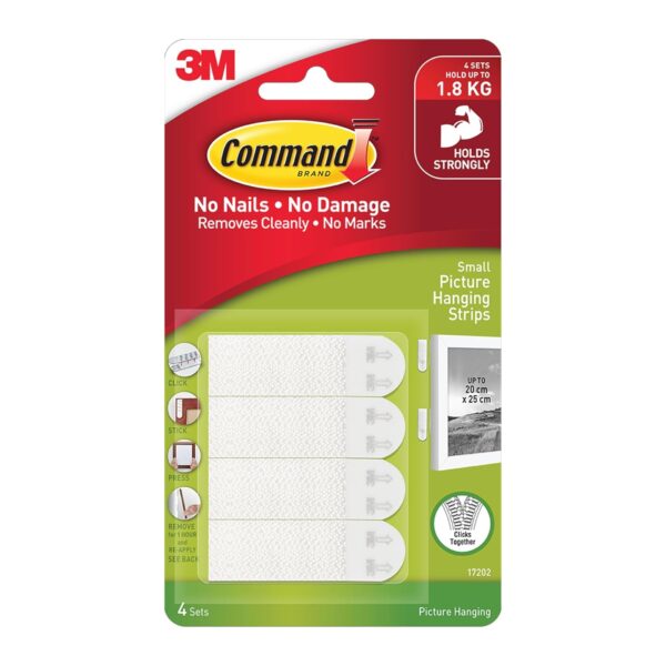 Command Small pack of 4 Pairs Picture Hanging Foam Strips, Command Small pack of 4 Pairs Picture Hanging Foam Strips, White,Form