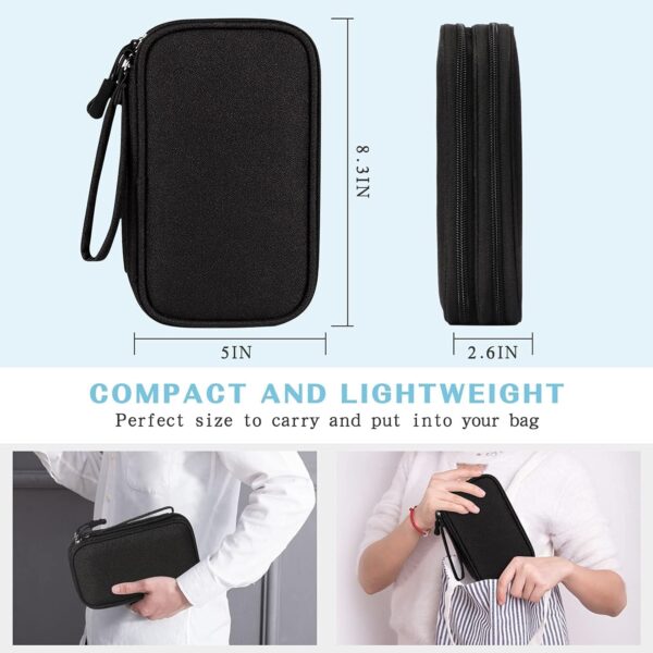 Compact Cable Organizer Bag | Double Layer Storage Pouch for Cables, Chargers, Power Bank & Other Accessories | Durable & Portable Nylon Travel Case with Mesh Pockets