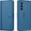 Compatible for Samsung Galaxy F15 5G / Samsung Galaxy M15 Compatible for Samsung Galaxy F15 5G / Samsung Galaxy M15 5G Luxury Handmade Leather Magnetic Flip Folio Case | Card Holder & Kickstand | Slim Protective Cover | Unisex - Blue