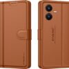 Compatible for Vivo Y22 Luxury Handmade Leather Magnetic Flip Folio Compatible for Vivo Y22 Luxury Handmade Leather Magnetic Flip Folio Case | Card Holder & Kickstand | Slim Protective Cover | Unisex - Brown