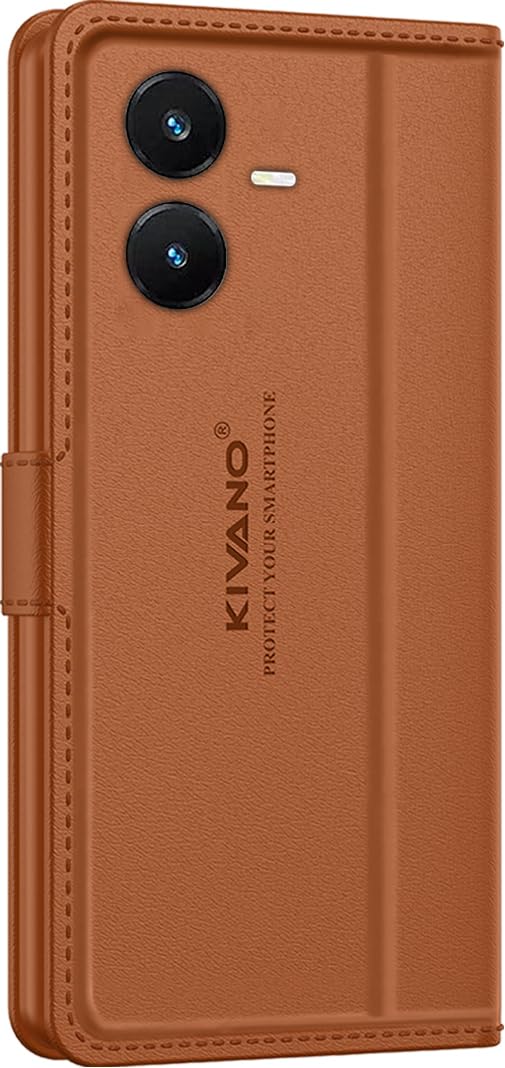 Compatible-for-Vivo-Y22-Luxury-Handmade-Leather-Magnetic-Flip-Folio-Case-Card-Holder-Kickstand-Slim-Protective-Cover-Unisex-Brown.jpg Compatible for Vivo Y22 Luxury Handmade Leather Magnetic Flip Folio Case | Card Holder & Kickstand | Slim Protective Cover | Unisex - Brown