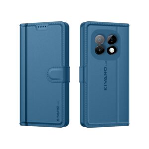 Compatible for realme Narzo 70 Turbo 5G Luxury Handmade Leather Compatible for realme Narzo 70 Turbo 5G Luxury Handmade Leather Magnetic Flip Folio Case | Card Holder & Kickstand | Slim Protective Cover | Unisex - Blue