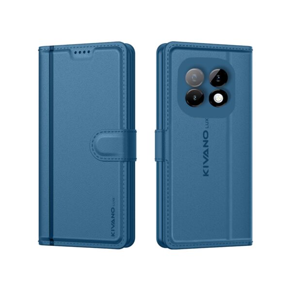 Compatible for realme Narzo 70 Turbo 5G Luxury Handmade Leather Compatible for realme Narzo 70 Turbo 5G Luxury Handmade Leather Magnetic Flip Folio Case | Card Holder & Kickstand | Slim Protective Cover | Unisex - Blue