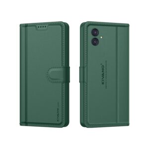 Compatible with Samsung M04 / Samsung F04 / Samsung A04e Compatible with Samsung M04 / Samsung F04 / Samsung A04e Artisanal Leather Wallet Case with Card Holder for Men Women, Magnetic Flip Folio Cover with Stand (Emerald Green)