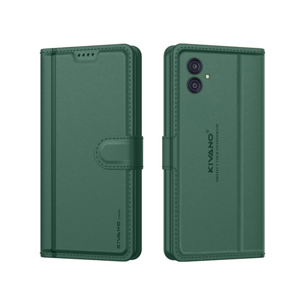 Compatible with Samsung M04 / Samsung F04 / Samsung A04e Artisanal Leather Wallet Case with Card Holder for Men Women, Magnetic Flip Folio Cover with Stand (Emerald Green)