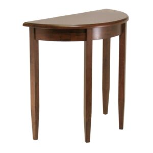 Contemporary Sheesham Wood Half Moon Bedside Table for Bedroom (Walnut Finish)