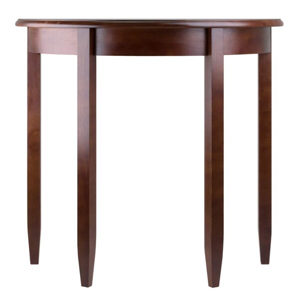 Contemporary Sheesham Wood Half Moon Bedside Table for Bedroom (Walnut Finish)
