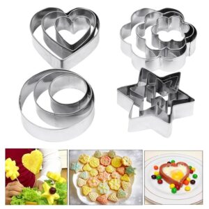 Cookie Cutters Shapes Baking Set, 12PCS Flower Round Heart Star Cookie Cutters Shapes Baking Set, 12PCS Flower Round Heart Star Shape Biscuit Stainless Steel Metal Molds Cutters for Kitchen Baking Halloween Christmas Small Cookie Cutters