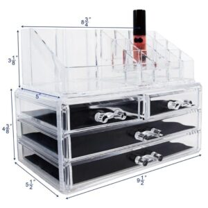 Cosmetic Storage Organizer Easily Organize Your Cosmetics, Jewelry and Hair Accessories. Looks Elegant Sitting on Your Vanity, Bathroom Counter or Dresser. Clear Design for Easy Visibility.