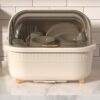 Covered Dish Drying Rack with Lid – Large Capacity Kitchen Dish Drainer with Drain Tray – Dustproof Plate and Bowl Organizer for Countertop Storage