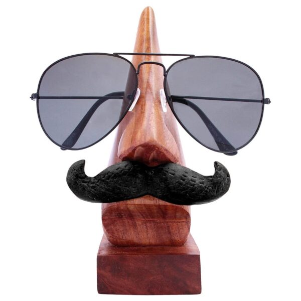 Craftland Rosewood Wooden Brown Handcrafted Nose Shaped Goggle Spectacle/Specs Eyeglass Craftland Rosewood Wooden Brown Handcrafted Nose Shaped Goggle Spectacle/Specs Eyeglass Holder Stand with Black Moustache (Black Moutche)