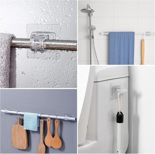 Crockett-No-Drill-Curtain-Rod-Brackets-No-Drilling-Self-Adhesive-Curtain-Rod-Holder-Hooks-Nail-Free-Wall-Hooks-Curtain-Hangers-for-Bathroom-Shower-WindowKitchen-Home-and-Hotel-8-pcs-Transparent.jpg Crockett No Drill Curtain Rod Brackets No Drilling Self Adhesive Curtain Rod Holder Hooks Nail Free Wall Hooks Curtain Hangers for Bathroom Shower, Window,Kitchen Home and Hotel (8 pcs Transparent)