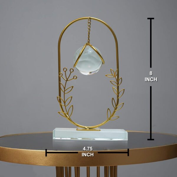 Crystal Ball Ornament, Clear Ball with Gold Metal Stand, Modern Simple Abstract Style Firm Frame Fortune Teller with Stand for TV Cabinet (SMH - 6)