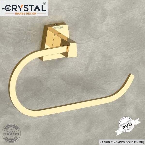 Crystal Brass Décor Brass Napkin Ring/Napkin Holder/Towel Ring/Napkin Hanger Wall Mounted (Delta) (Napkin Holder, Gold)