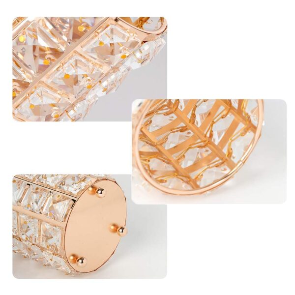 Crystal Makeup Brush Holder Organizer, Rose Gold Bling Cosmetic Storage Cup, 7.8cm Diameter x 11cm Height, for Vanity Bathroom Bedroom Office Desk
