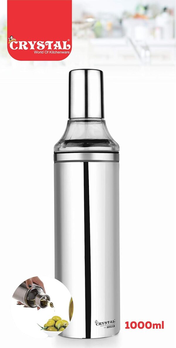 Crystal-Stainless-Steel-Oil-PourerDispenser-1-Litre-Leak-Proof-Anti-Drip-design-Silver.jpg Crystal Stainless Steel Oil Pourer/Dispenser | 1 Litre | Leak Proof | Anti Drip design | Silver