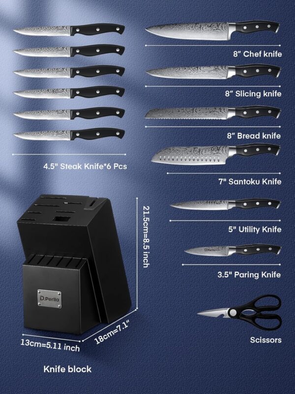 D.Perlla-Kitchen-Knife-14-Piece-Knife-Block-with-Built-in-Sharpener-Black-Wood-Block-Scissor-Knives-Stainless-Steel-Black-Handle.jpg D.Perlla Kitchen Knife, 14 Piece Knife Block with Built-in Sharpener, Black Wood Block, Scissor Knives, Stainless Steel, Black Handle