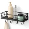 DALUCI Bathroom Organiser Without Drill Self Adhesive Bathroom Shelf for DALUCI Bathroom Organiser Without Drill Self Adhesive Bathroom Shelf for Wall GI Steel Powder Coated Rustproof Bathroom Rack Stand for Shampoo Toiletries Heavy Duty (Black, Pack of 1)