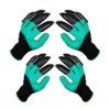 DCCPAA Garden Gloves with Claws -2 Pairs（Two Hands with Claws ） for Digging, Planting, Weeding, Seeding-Waterproof, Best Gardening Gifts for Men and Women-Green