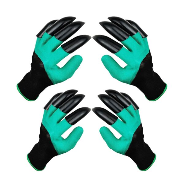 DCCPAA Garden Gloves with Claws -2 Pairs（Two Hands with Claws ） for Digging, Planting, Weeding, Seeding-Waterproof, Best Gardening Gifts for Men and Women-Green