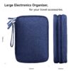 DDgro Electronic Cable Organizer Bag, Large Travel Cord Storage Case for Charger, Power Bank, Cables & Tech Accessories (Large, Navy Blue)