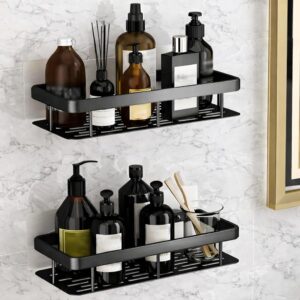 DEVAR Bathroom Wall Shelf Rack with Drain Tray & Guard DEVAR Bathroom Wall Shelf Rack with Drain Tray & Guard Rail | Wall Mounted Organizer Metal Storage Shelf for Sink,Vanity | Bathroom Accessories Holder Stand & Toiletry Organizer-Pack of 2
