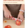 DIVGO Floral Kitchen Knife Set – 3 Piece Non-Stick Stainless Steel Knives with Ergonomic Handles | Sharp & Stylish Chef, Utility & Cleaver Knife for Home Cooking & Chopping (Red)