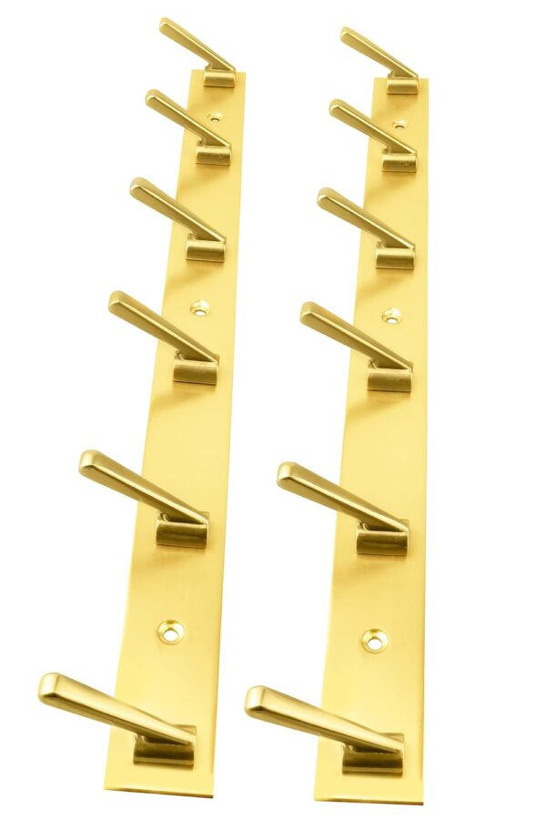 DOCOSS-Pack of 2-Deluxe Gold 6 Pin Metal Cloth Wall Hanger DOCOSS-Pack of 2-Deluxe Gold 6 Pin Metal Cloth Wall Hanger for Clothes Hanging Door Hangers Cloth Hook Bathroom Hooks Rail for Clothes,Towel Bathroom Accessories
