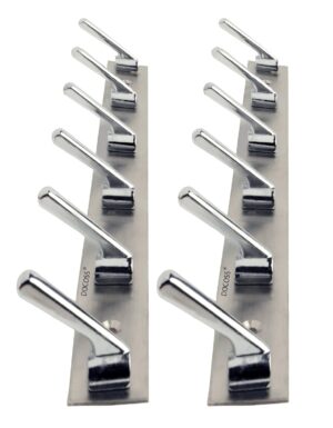DOCOSS Stainless Steel Wall Hooks for Hanging Cloth and Towel Hangers for Wall Hook,Door Hangers,Hook Rail Pack of 2, Silver