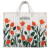 DOUBLE R BAGS Eco Cotton Canvas Shopping Bag | Reusable Grocery & Vegetable Carry Bag with Reinforced Handles | Milk, Fruits & Kitchen Essential (Multicolor, 41.8x21.5x38 cm, 1 Compartment)