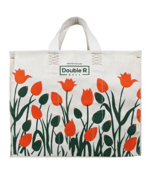 DOUBLE R BAGS Eco Cotton Canvas Shopping Bag | Reusable Grocery & Vegetable Carry Bag with Reinforced Handles | Milk, Fruits & Kitchen Essential (Multicolor, 41.8x21.5x38 cm, 1 Compartment)