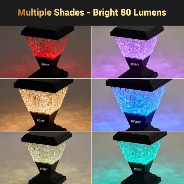 DYLECT® Luxe 48 LED Solar Light for Outdoor Garden, Gate, Pillars, Balcony & Terrace | Pyramid Shape | Multi-Color, Waterproof, Remote-Controlled, Auto On-Off, Wall & Ground Mount (Small)