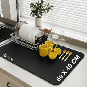 Desi BAE Water Absorbing Kitchen Mat for Wet Utensils | Kitchen Dry Mat for Dish Drying | Anti Slip Kitchen Carpet for Sink Counter | Quick Dry Rubber Mat for Home Kitchen