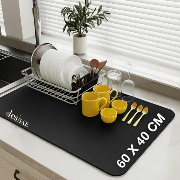 Desi BAE Water Absorbing Kitchen Mat for Wet Utensils | Kitchen Dry Mat for Dish Drying | Anti Slip Kitchen Carpet for Sink Counter | Quick Dry Rubber Mat for Home Kitchen