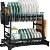 Dish Drainer 3 Tier Detachable Dish Drying Rack Stainless Steel Dish Drainer 3 Tier Detachable Dish Drying Rack Stainless Steel Draining Board with Drip Tray for Kitchen Sink Counter (RACK-304)