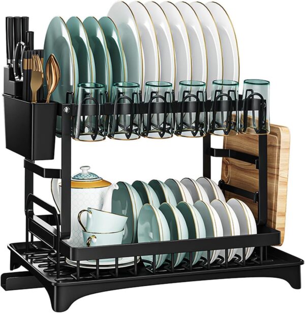 Dish Drainer 3 Tier Detachable Dish Drying Rack Stainless Steel Dish Drainer 3 Tier Detachable Dish Drying Rack Stainless Steel Draining Board with Drip Tray for Kitchen Sink Counter (RACK-304)